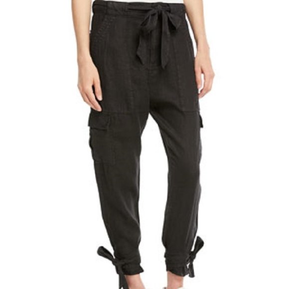 Joie Erlette  Linen Cargo Pants Black - Picture 1 of 5